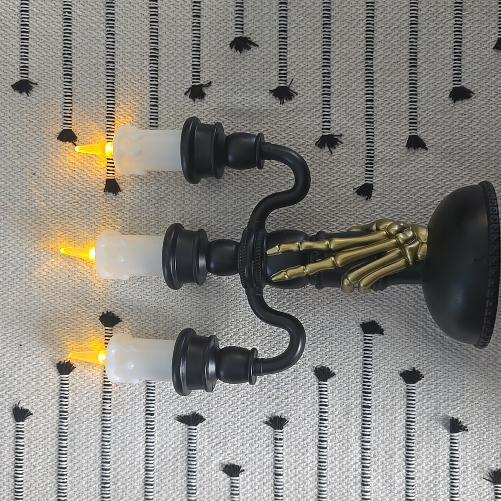 Skeleton Hand Candelabra with LED Candles